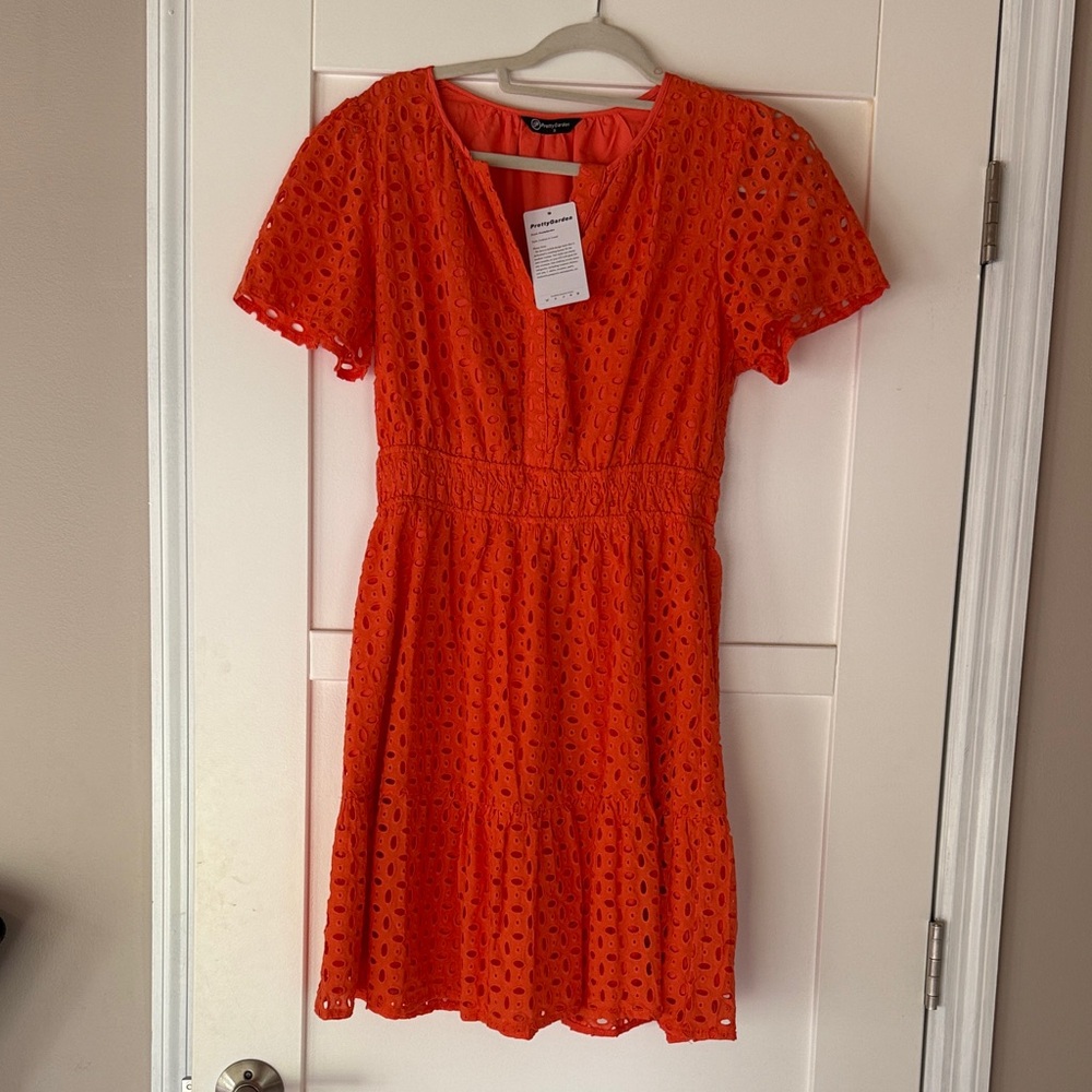 Gorgeous orange eyelet dress from PrettyGarden. Size small